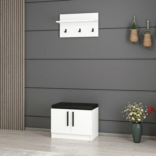 Asir Set de mobila hol din pal, 2 piese, Noah 7291 Alb