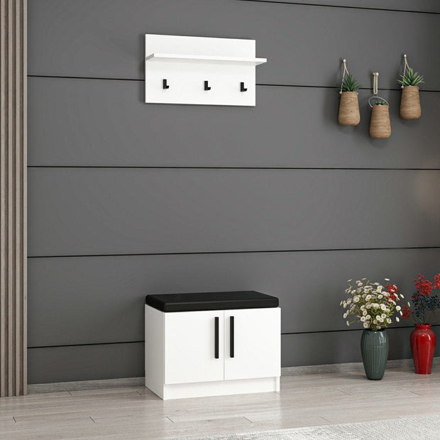 Asir Set de mobila hol din pal, 2 piese, Noah 7291 Alb