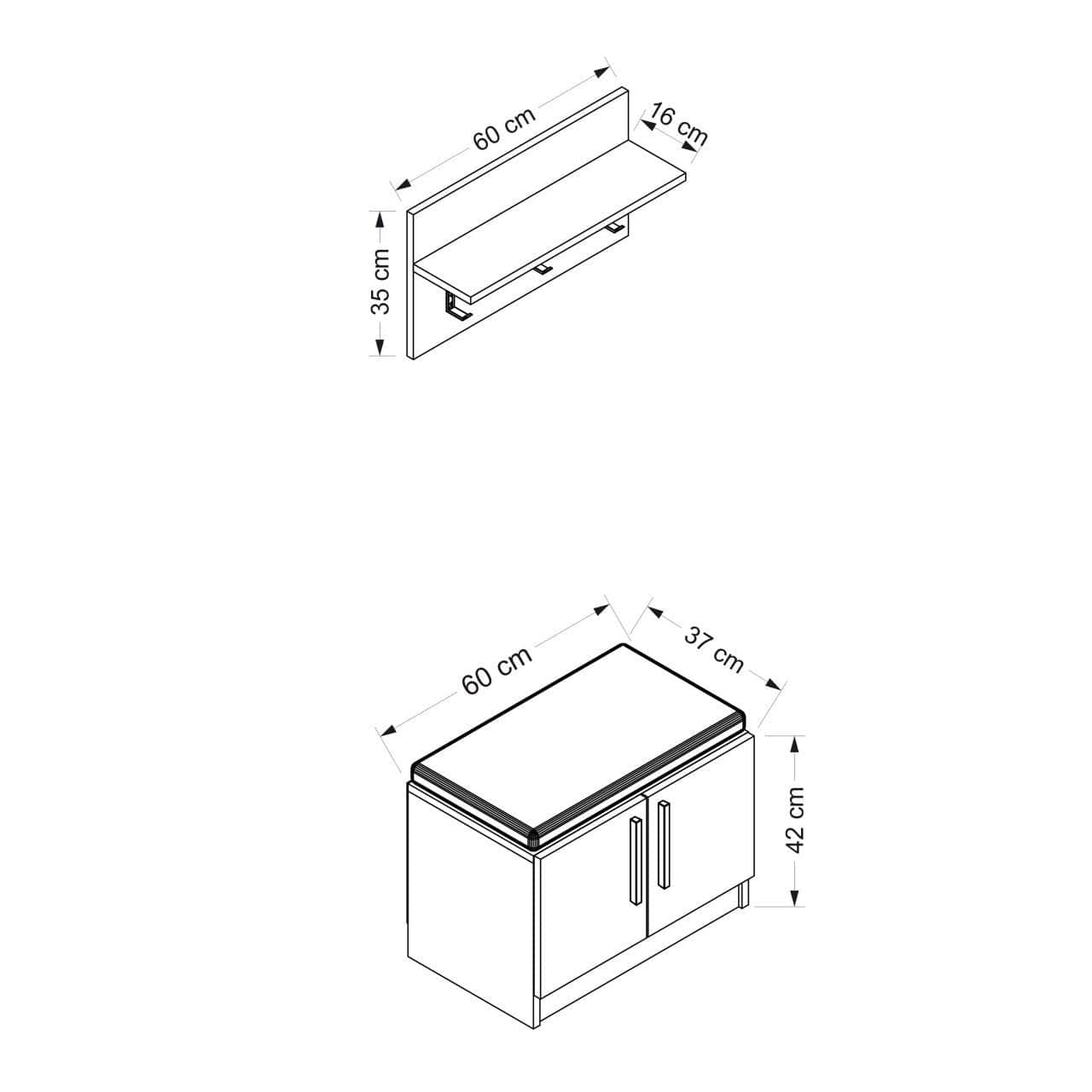Asir Set de mobila hol din pal, 2 piese, Noah 7291 Alb