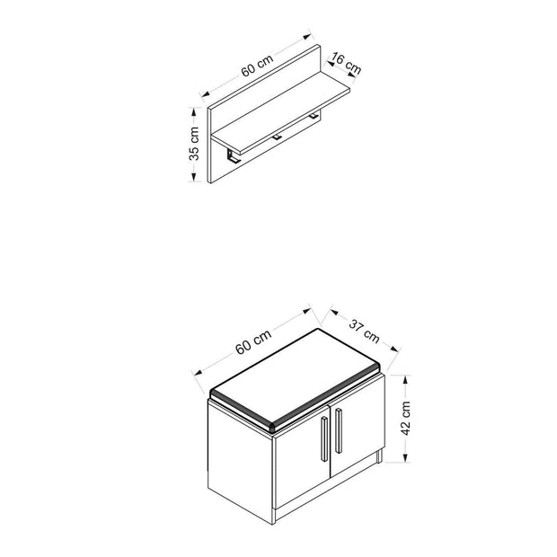 Asir Set de mobila hol din pal, 2 piese, Noah 7291 Alb