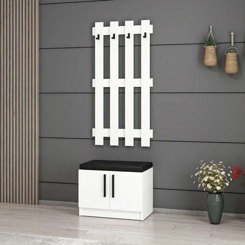 Set de mobila hol din pal, 2 piese, Noah 7292 Alb