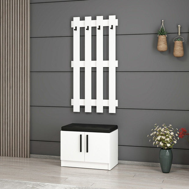 Set de mobila hol din pal, 2 piese, Noah 7292 Alb