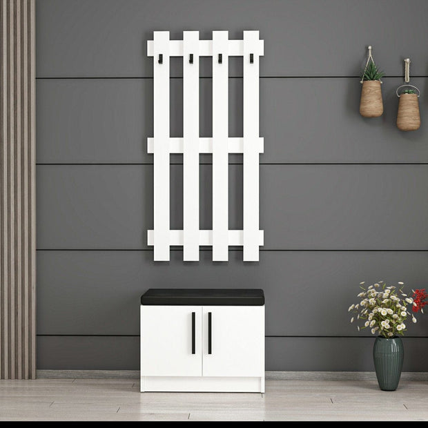 Asir Set de mobila hol din pal, 2 piese, Noah 7292 Alb