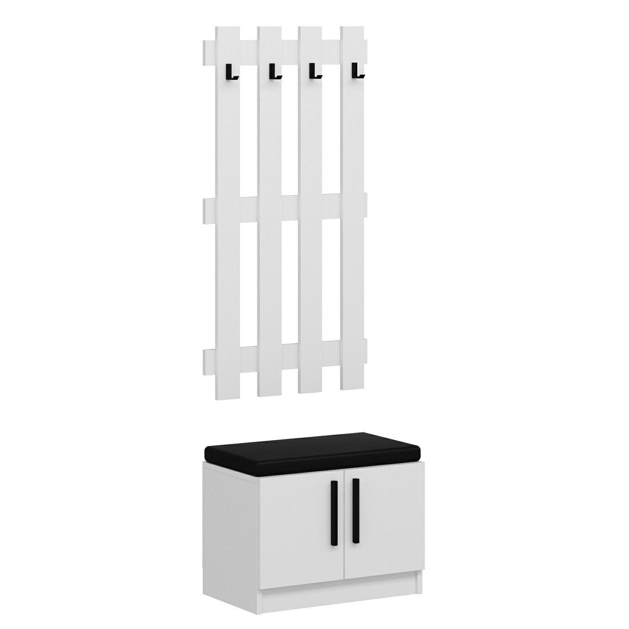 Asir Set de mobila hol din pal, 2 piese, Noah 7292 Alb