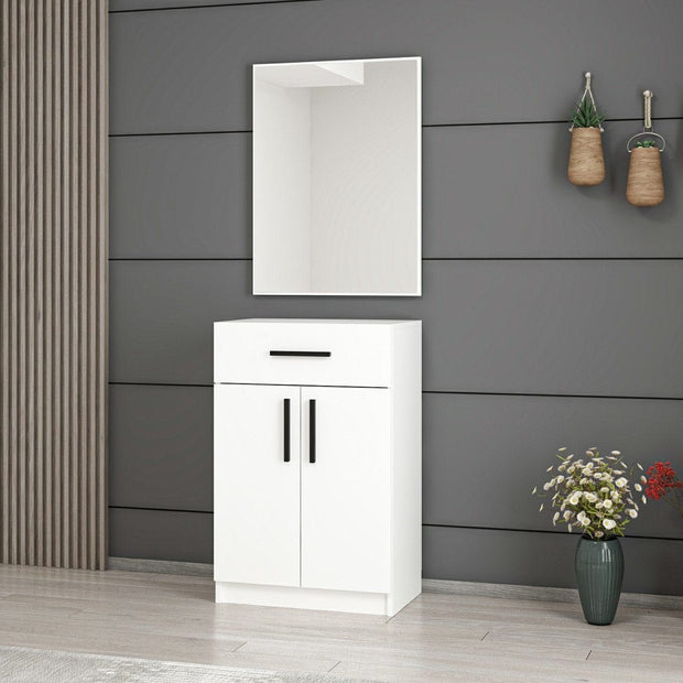 Asir Set de mobila hol din pal, 2 piese, Noah 7293 Alb