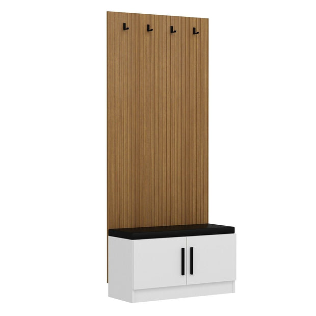 Asir Set de mobila hol din pal, 2 piese, Noah 8287 Alb / Nuc