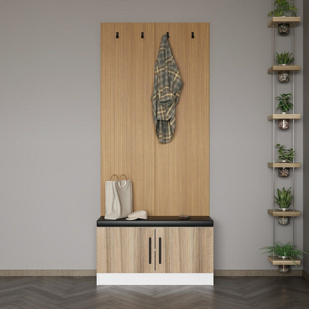 Asir Set de mobila hol din pal, 2 piese, Noah 8299 Nuc / Alb