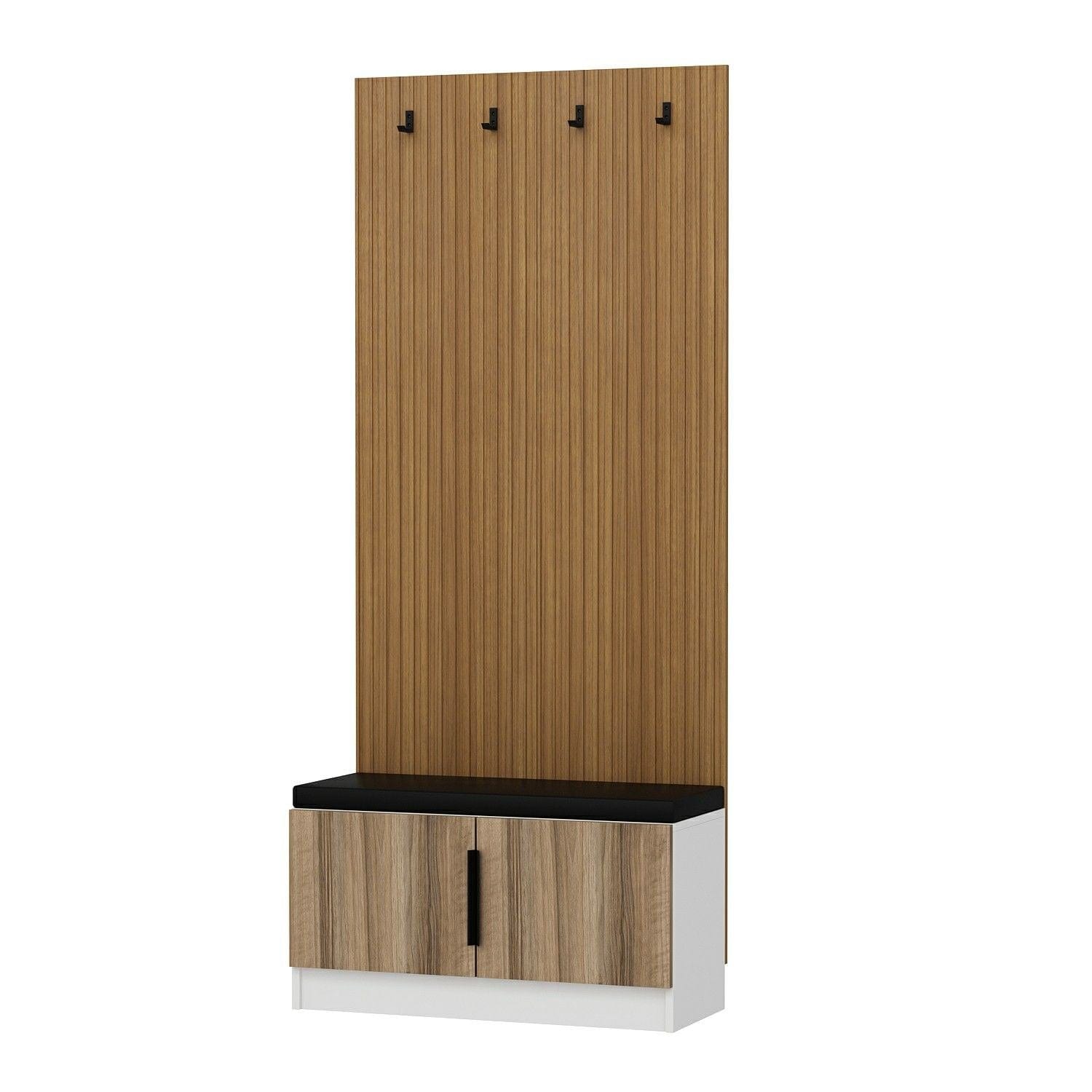 Asir Set de mobila hol din pal, 2 piese, Noah 8311 Nuc / Alb