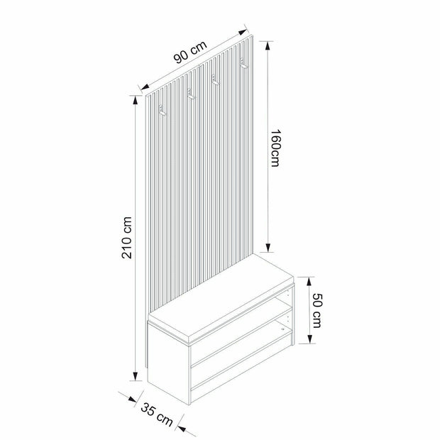 Asir Set de mobila hol din pal, 2 piese, Noah 8311 Nuc / Alb
