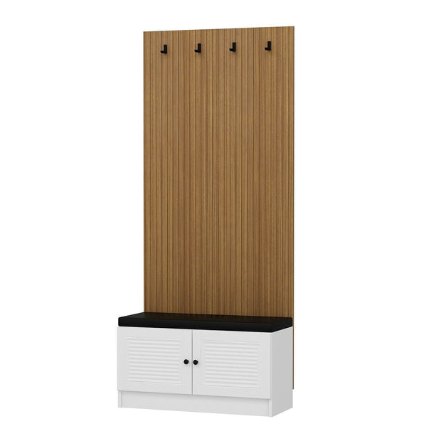 Asir Set de mobila hol din pal, 2 piese, Noah 8451 Alb / Nuc