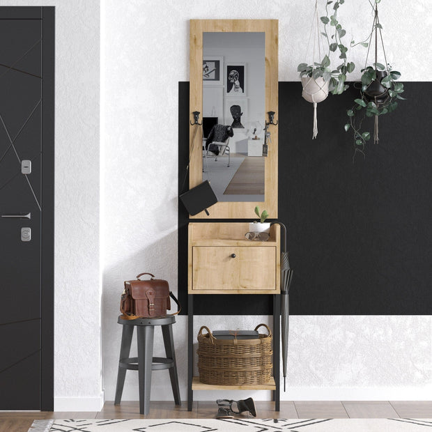 Asir Set de mobila hol din pal, 2 piese, Olivia Nuc / Negru