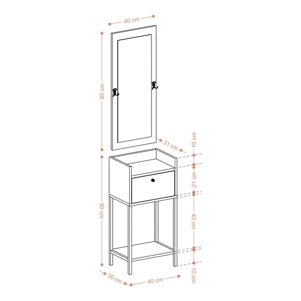 Asir Set de mobila hol din pal, 2 piese, Olivia Nuc / Negru
