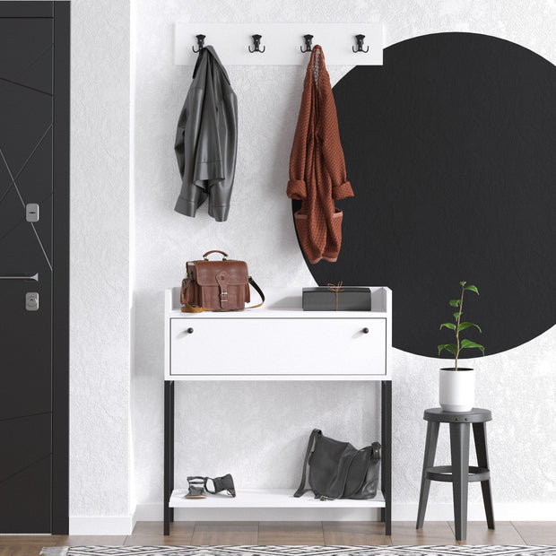 Asir Set de mobila hol din pal, 2 piese, Poly Alb / Negru