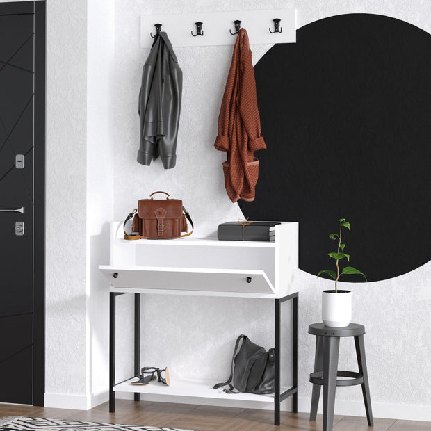 Asir Set de mobila hol din pal, 2 piese, Poly Alb / Negru