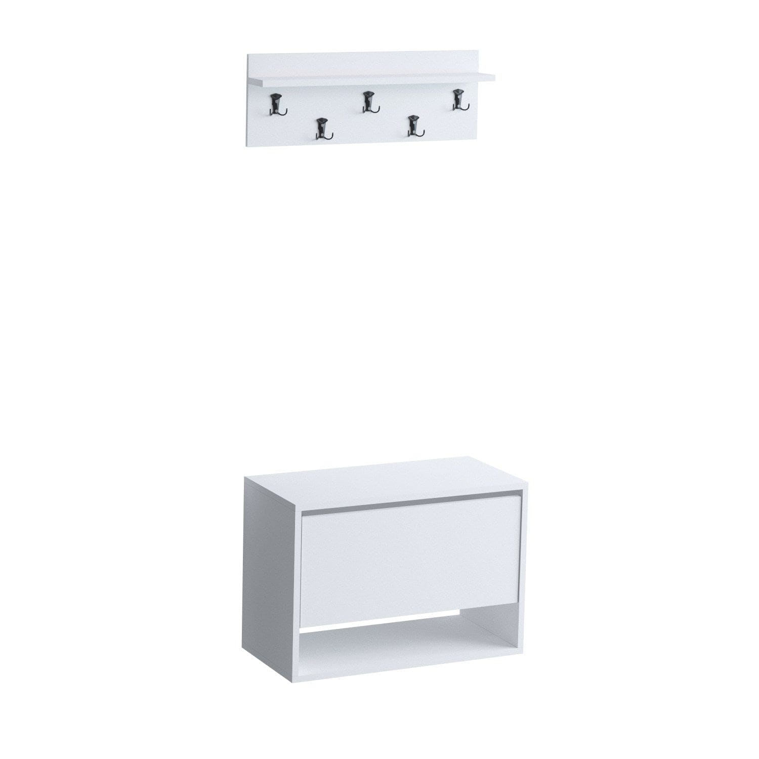 Asir Set de mobila hol din pal, 2 piese, Press Alb