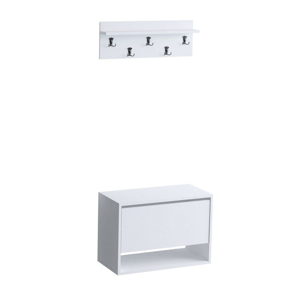 Asir Set de mobila hol din pal, 2 piese, Press Alb