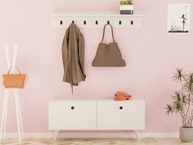 Asir Set de mobila hol din pal, 2 piese, Rupa Alb