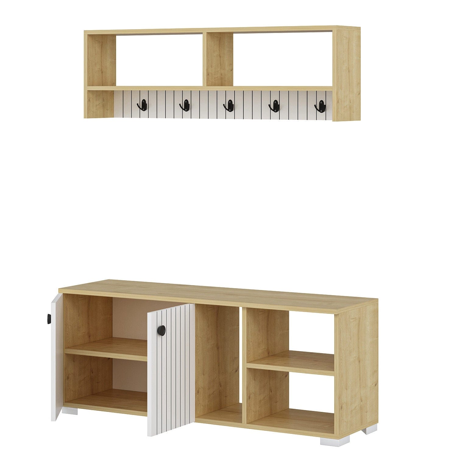 Asir Set de mobila hol din pal, 2 piese, Sarandon Alb / Stejar Sapphire