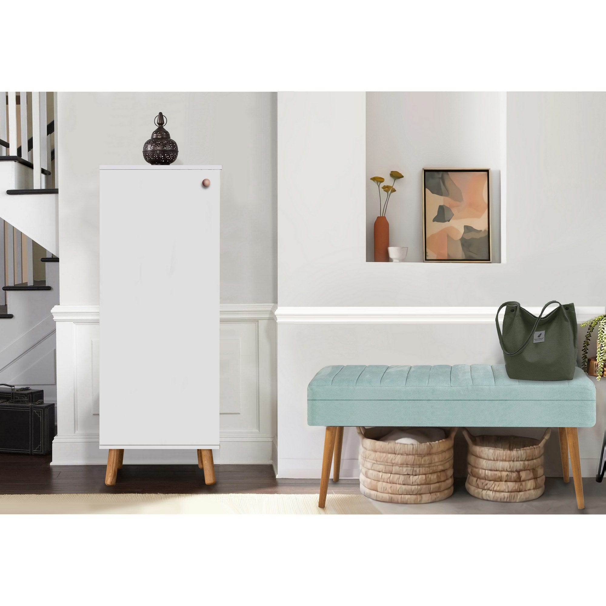 Asir Set de mobila hol din pal, 2 piese, Vegas 200-400 Alb / Verde Mint