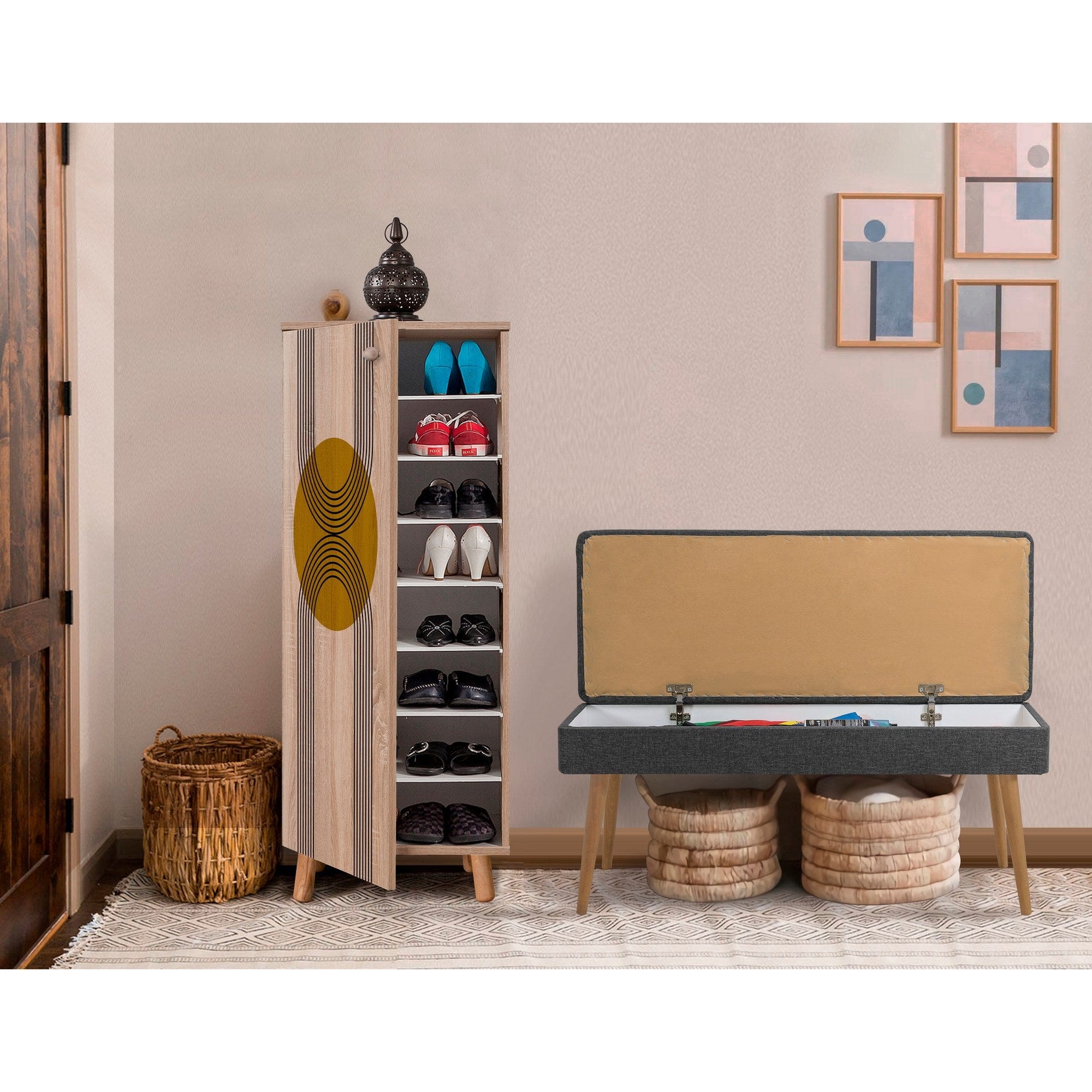 Asir Set de mobila hol din pal, 2 piese, Vegas 907-1053 Multicolor / Antracit