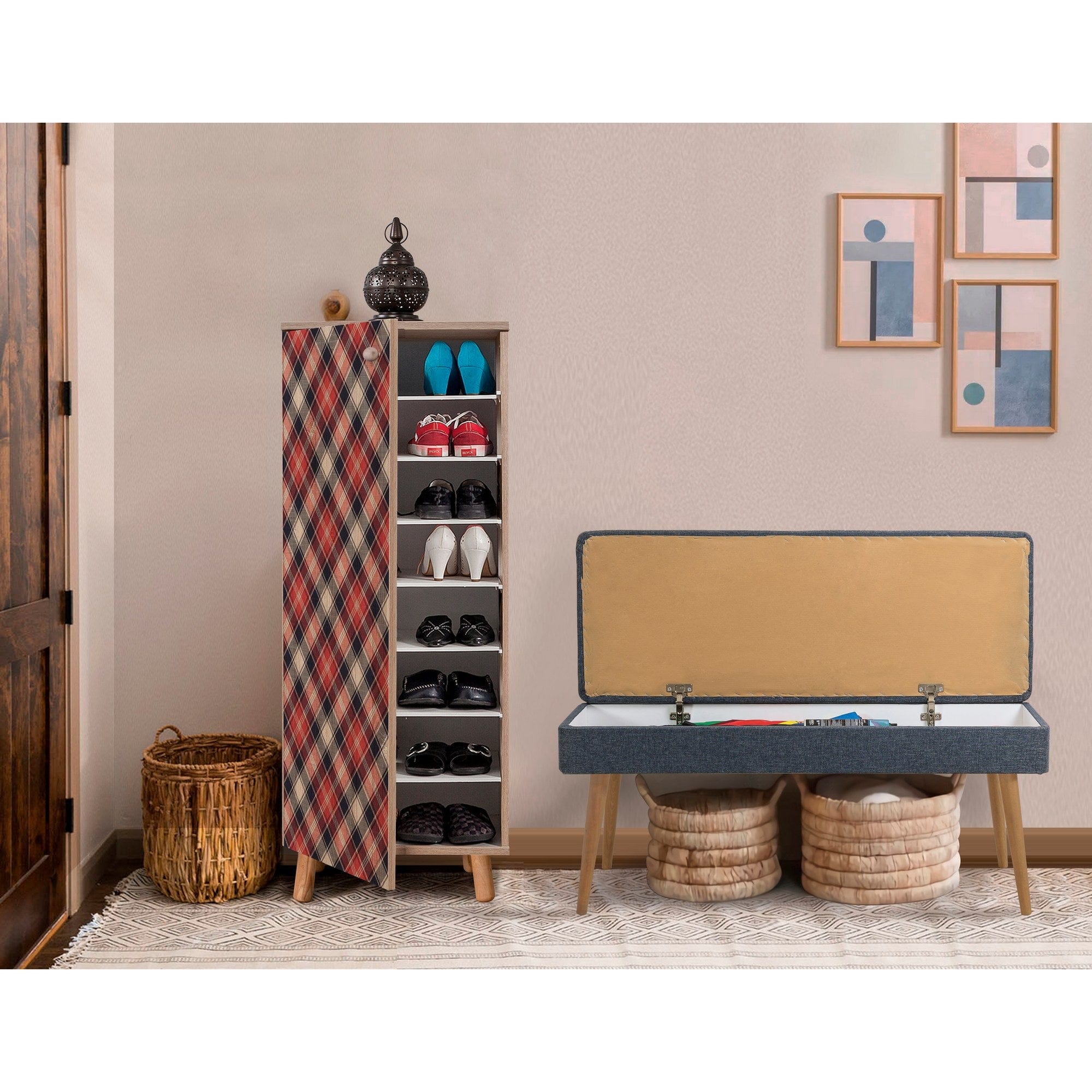 Asir Set de mobila hol din pal, 2 piese, Vegas 938-1048 Multicolor / Bleumarin