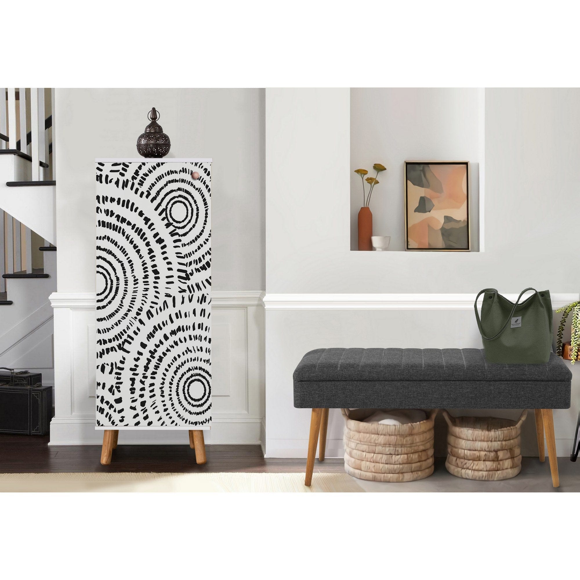 Set de mobila hol din pal, 2 piese, Vegas 946-1053 Alb / Antracit