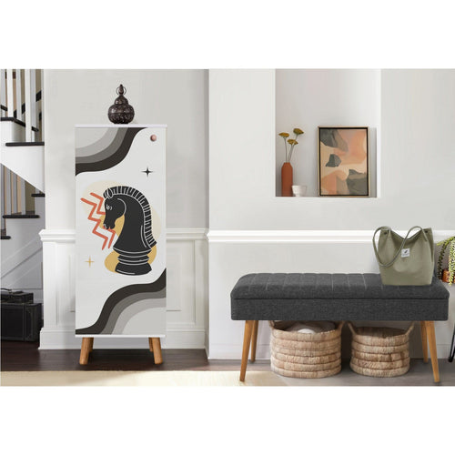 Asir Set de mobila hol din pal, 2 piese, Vegas 952-1053 Alb / Antracit