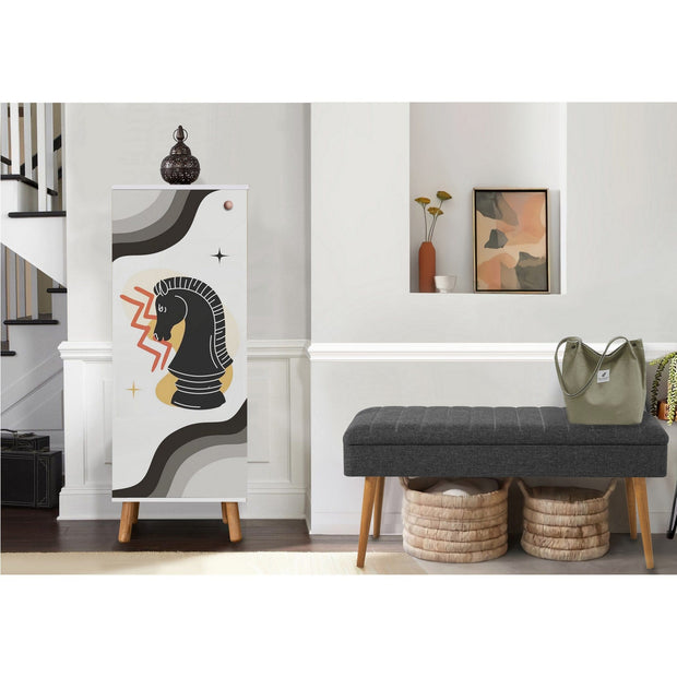 Asir Set de mobila hol din pal, 2 piese, Vegas 952-1053 Alb / Antracit