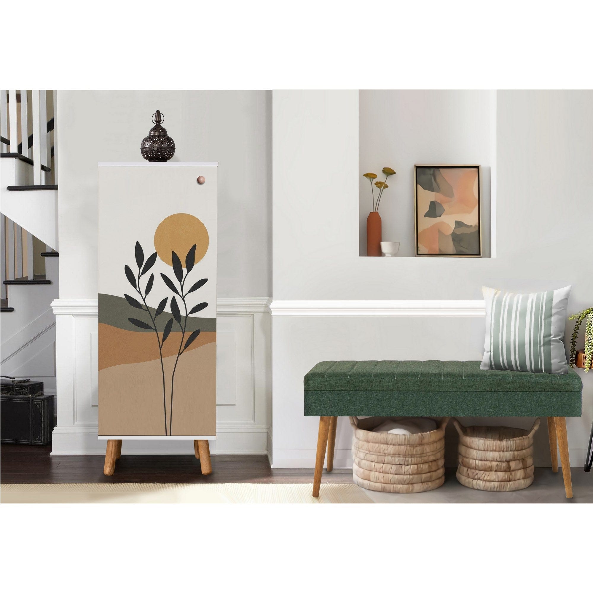 Set de mobila hol din pal, 2 piese, Vegas 956-1070 Multicolor / Verde