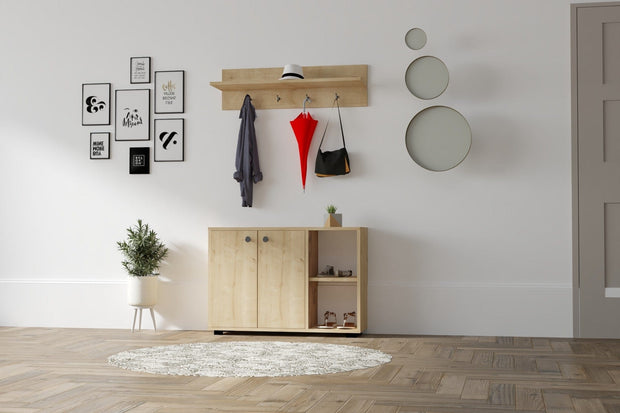 Set de mobila hol din pal, 2 piese, Venom Stejar Sapphire (1)