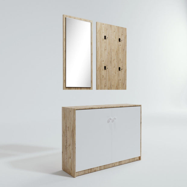 Asir Set de mobila hol din pal, 3 piese, Coburg L1318 Stejar / Alb