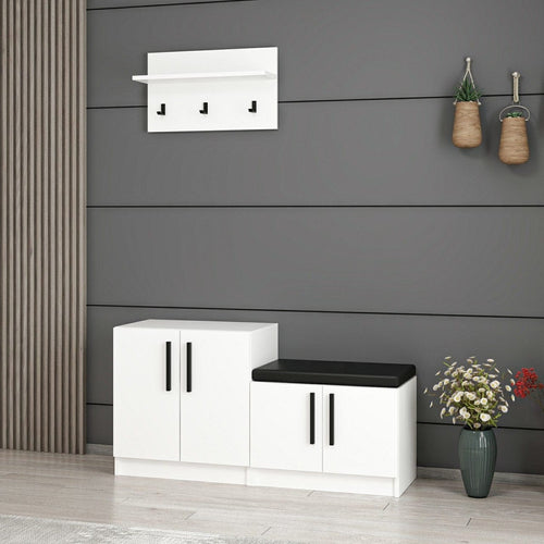 Asir Set de mobila hol din pal, 3 piese, Noah 7301 Alb