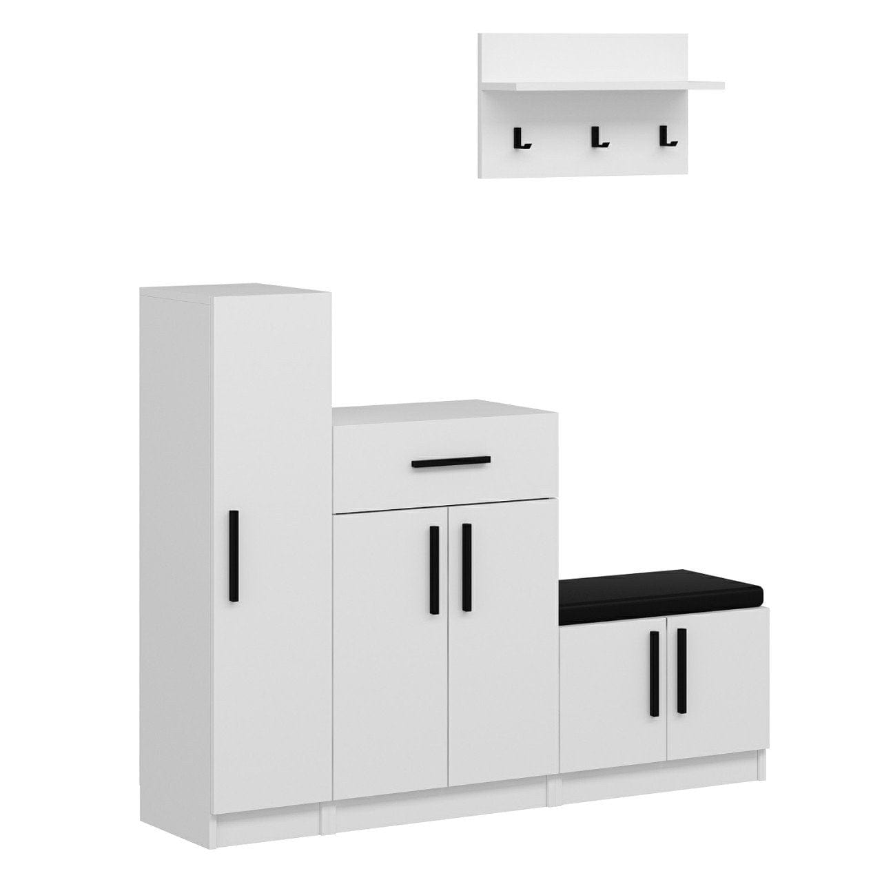 Set de mobila hol din pal, 4 piese, Noah 7303 Alb (3)