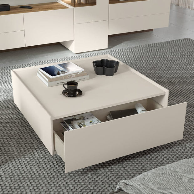 Set de mobila living din pal si MDF, cu LED inclus, 6 piese Sky Crem / Stejar Tobacco (4)