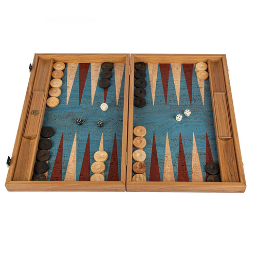 Manopoulos Set Joc Table din MDF, lucrate manual, Turquoise Natural Cork, 48 x 30 cm