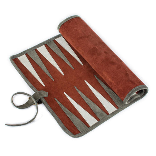 Manopoulos Set Joc Table din piele ecologica, lucrate manual, Roll-UP Burgundy Red, Φ8/46 x 30 cm