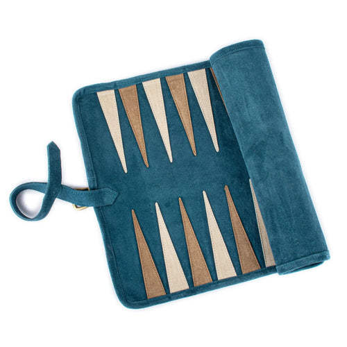 Manopoulos Set Joc Table din piele ecologica, lucrate manual, Roll-UP Raf Blue, Φ8/46 x 30 cm