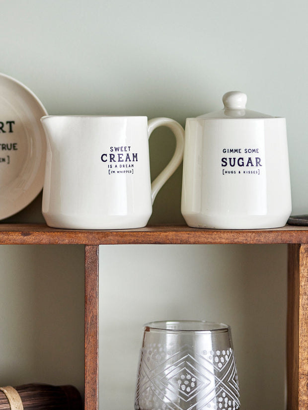 Bloomingville Set latiera si zaharnita, din ceramica, Wendy Alb, Ø9xH11 / Ø8,5xH9,5 cm