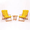 Set masa de cafea + 2 scaune pentru gradina / terasa, din lemn, My007 Galben / Natural, L40xl40xH40 cm
