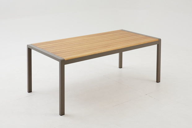 Set masa de gradina / terasa din lemn si aluminiu + 6 scaune de gradina, Lara Cappuccino / Natural, L160xl90xH75 cm (7)