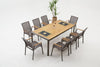Set masa de gradina / terasa din lemn si aluminiu + 8 scaune de gradina, Lara Cappuccino / Natural, L200xl100xH75 cm (2)