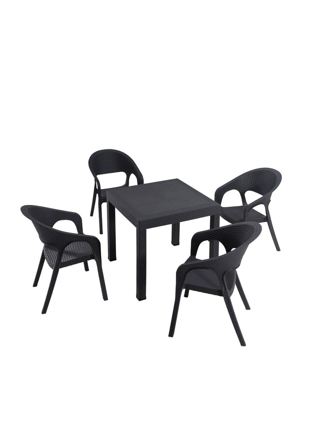 Set masa de gradina / terasa din polipropilena + 4 scaune de gradina, Garden Antracit, L80xl80xH75 cm (1)