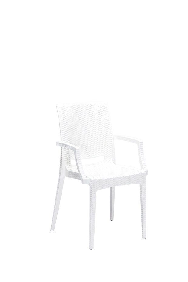 Set masa de gradina / terasa din polipropilena + 4 scaune de gradina, Lux Alb, L80xl80xH75 cm (2)