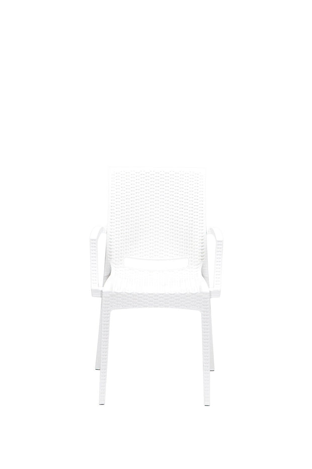 Set masa de gradina / terasa din polipropilena + 4 scaune de gradina, Lux Alb, L80xl80xH75 cm (3)