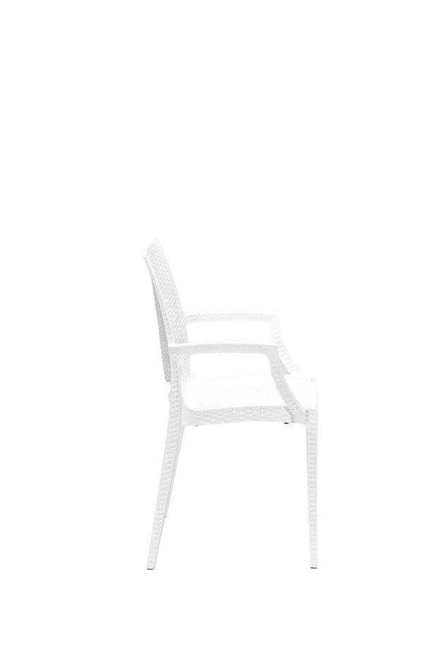 Set masa de gradina / terasa din polipropilena + 4 scaune de gradina, Lux Alb, L80xl80xH75 cm (4)