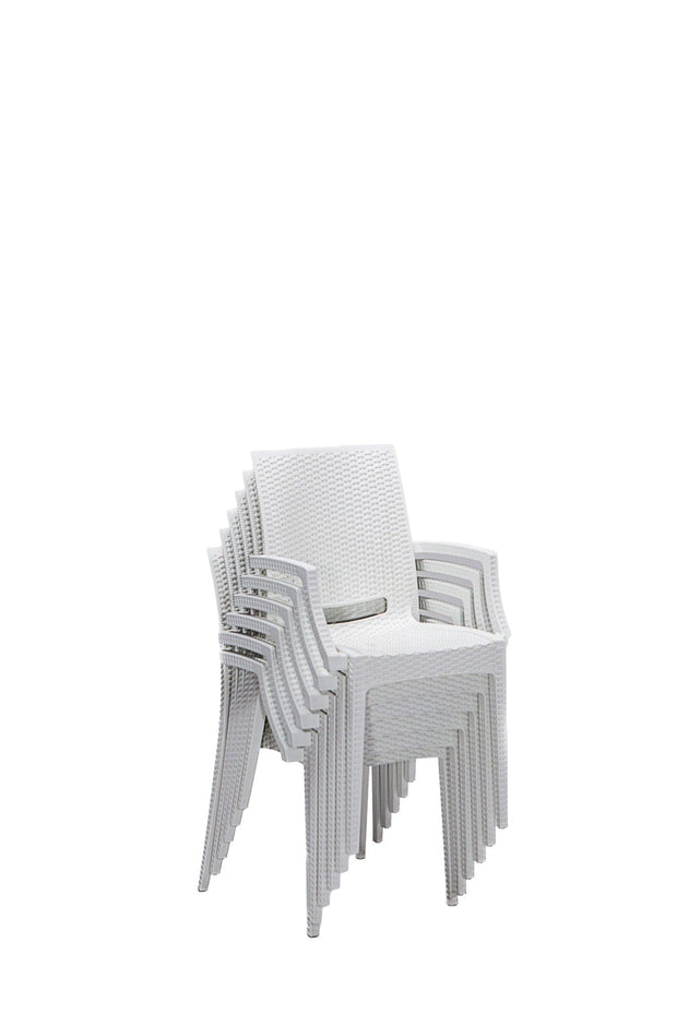 Set masa de gradina / terasa din polipropilena + 4 scaune de gradina, Lux Alb, L80xl80xH75 cm (5)