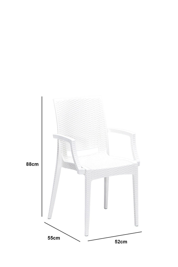 Set masa de gradina / terasa din polipropilena + 4 scaune de gradina, Lux Alb, L80xl80xH75 cm (8)