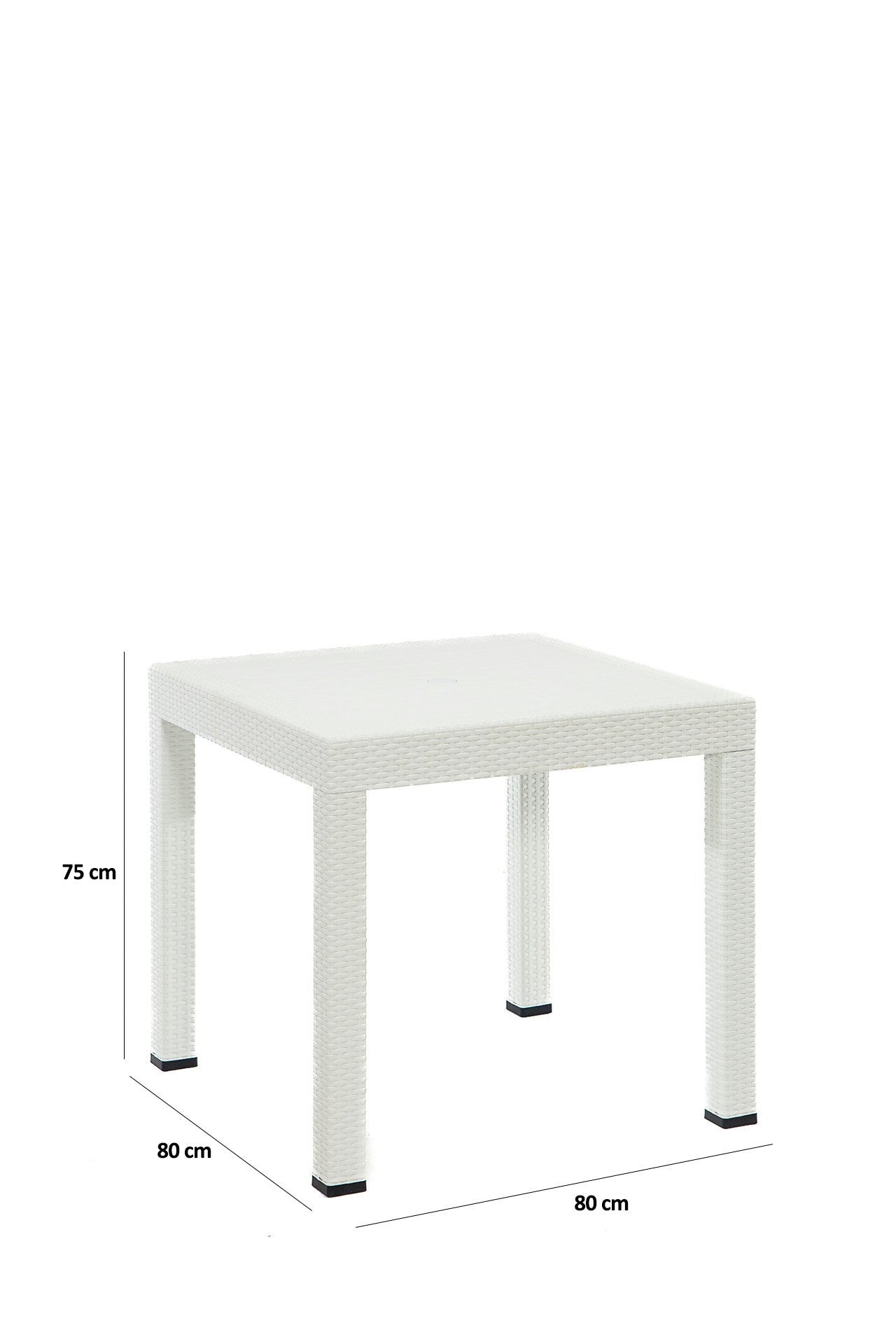 Asir Set masa de gradina / terasa din polipropilena + 4 scaune de gradina, Lux Alb, L80xl80xH75 cm