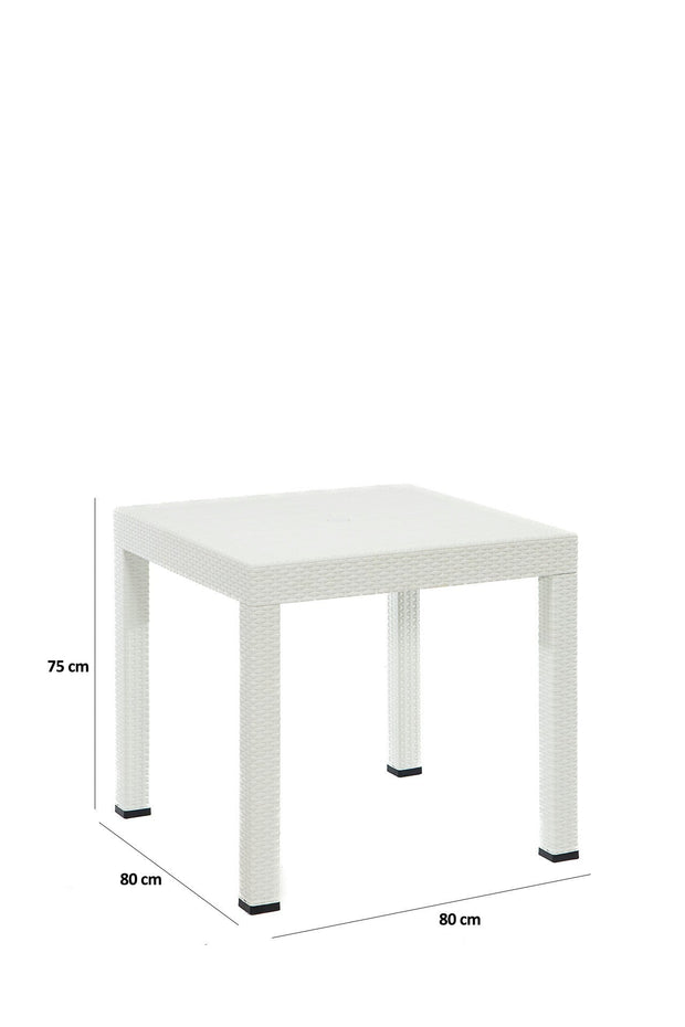 Asir Set masa de gradina / terasa din polipropilena + 4 scaune de gradina, Lux Alb, L80xl80xH75 cm