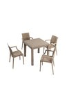 Asir Set masa de gradina / terasa din polipropilena + 4 scaune de gradina, Lux Cappuccino, L80xl80xH75 cm